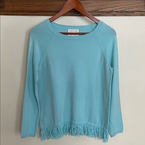 Sail to Sable Aqua Fringe Sweater